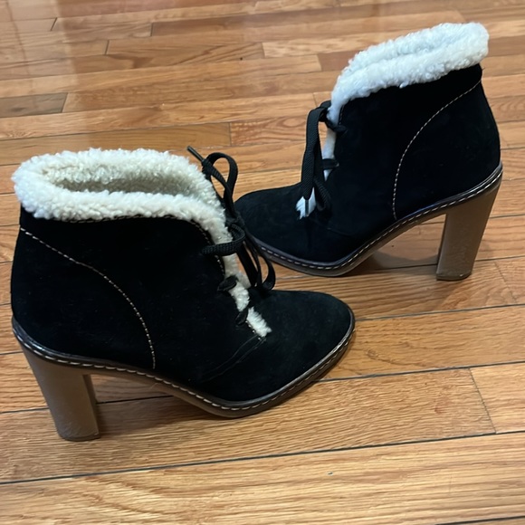 Coach Suede Sherpa Lined Heeled Booties - Picture 4 of 10